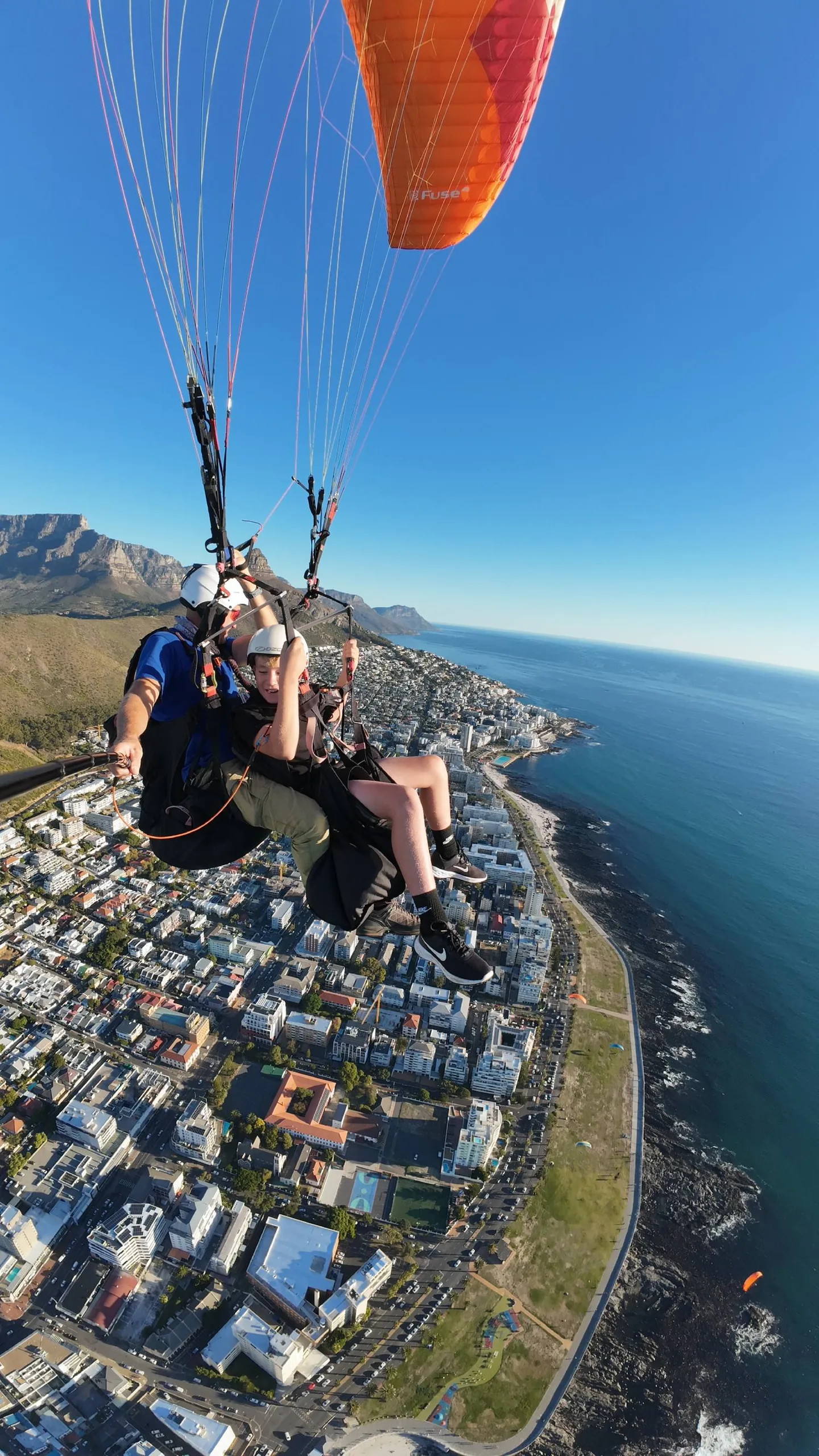 Tandem paragliding photo captured during a Cape Town flight